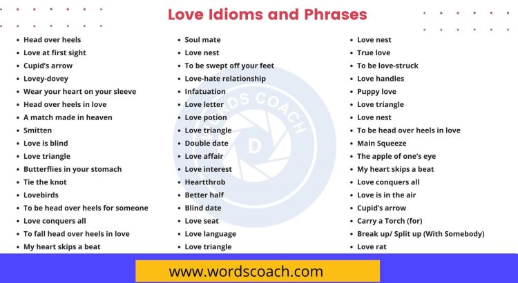 Love Idioms and Phrases wordscoach.com 1