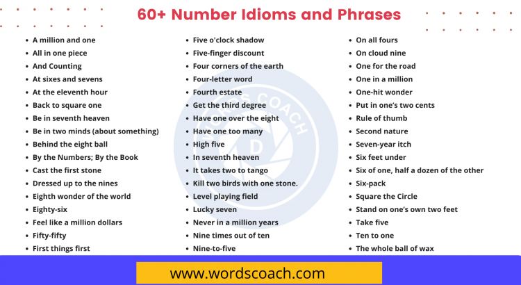 Number Idioms and Phrases - wordscoach.com