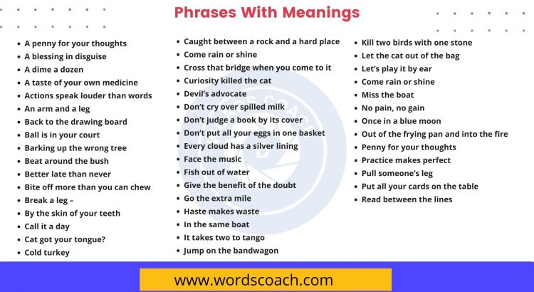 50 Phrases With Meanings - wordscoach.com