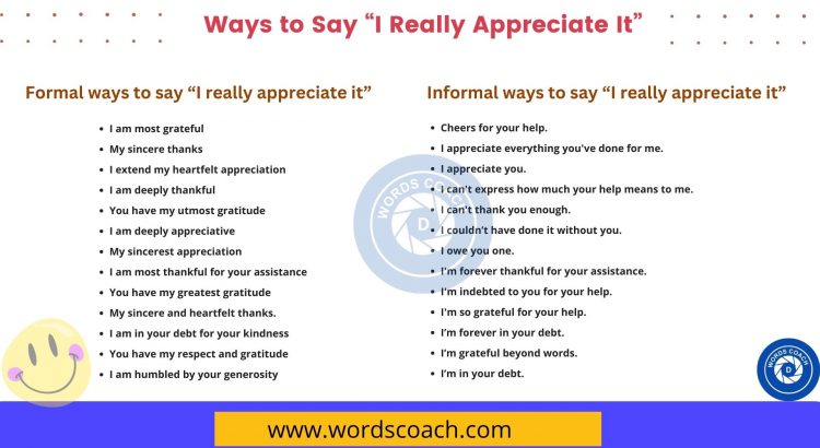 Ways to Say “I Really Appreciate It” - wordscoach.com