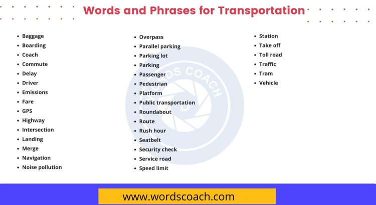 Words and Phrases for Transportation