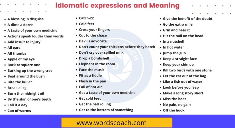 idiomatic expressions and Meaning - wordscoach.com