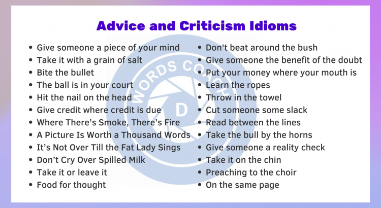Advice and Criticism Idioms - wordscoach.com