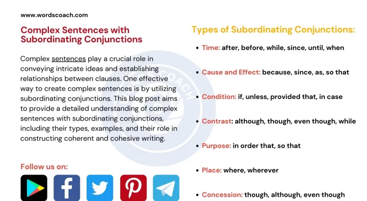 Complex Sentences with Subordinating Conjunctions - wordscoach.com