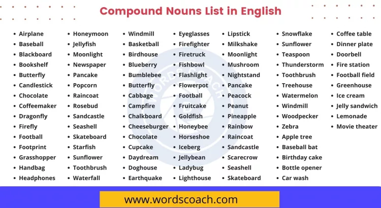 Compound Nouns List in English - wordscoach.com