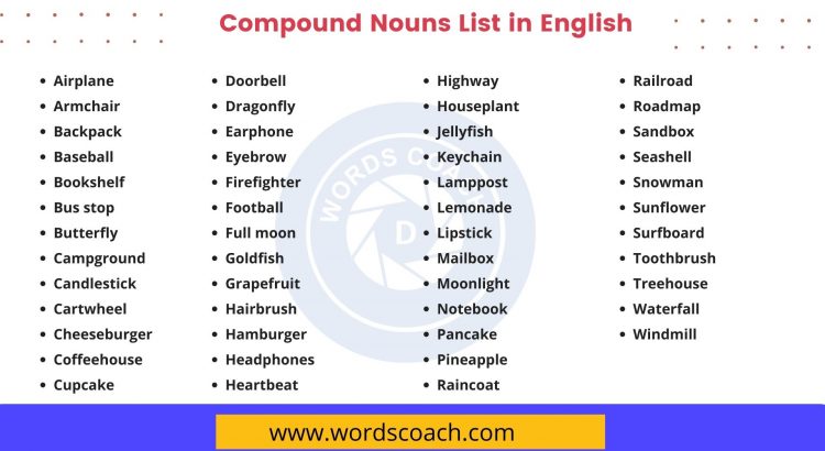 50 Compound Nouns List in English - wordscoach.com