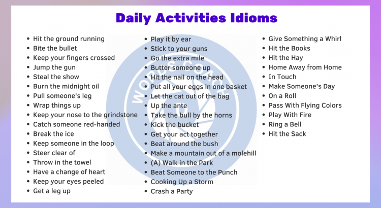 Daily Activities Idioms - wordscoach.com