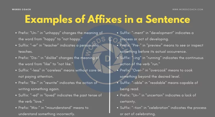 Examples of Affixes in a Sentence - wordscoach.com