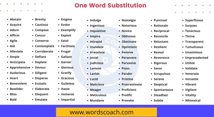 One Word Substitution - wordscoach.com