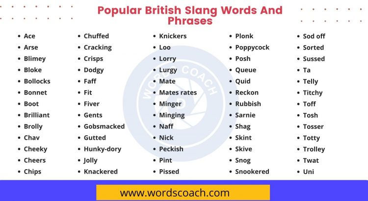Popular British Slang Words And Phrases - wordscoach.com