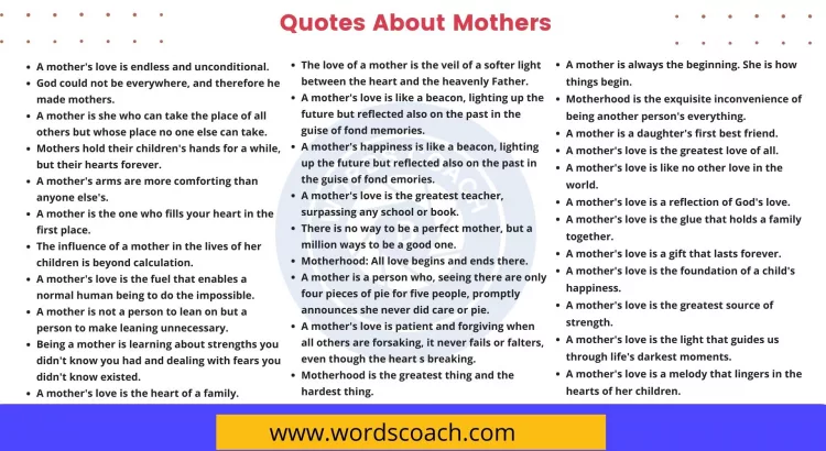 Quotes About Mothers - wordscoach.com
