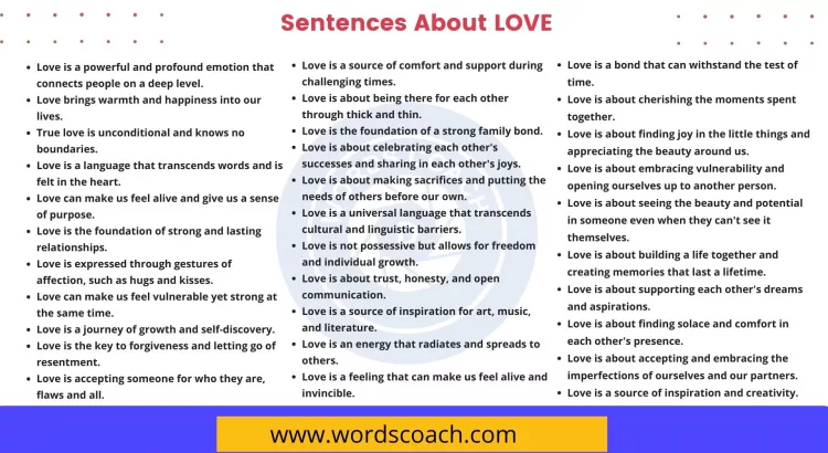 Sentences About LOVE - wordscoach.com
