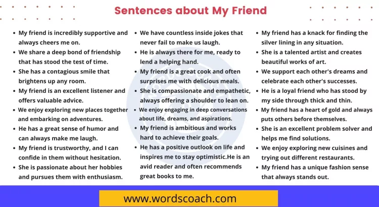 Sentences about My Friend - wordscoach.com