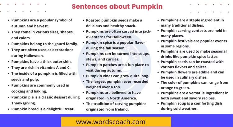 Sentences about Pumpkin - wordscoach.com