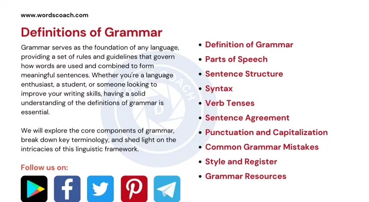 Definitions of Grammar - wordscoach.com