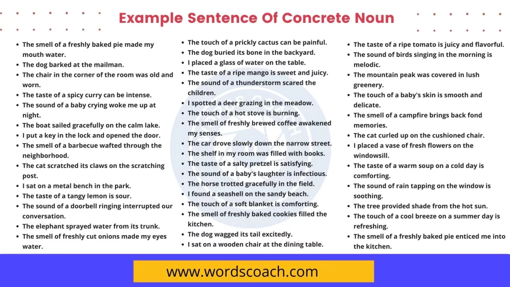 Example Sentence Of Concrete Noun - wordscoach.com