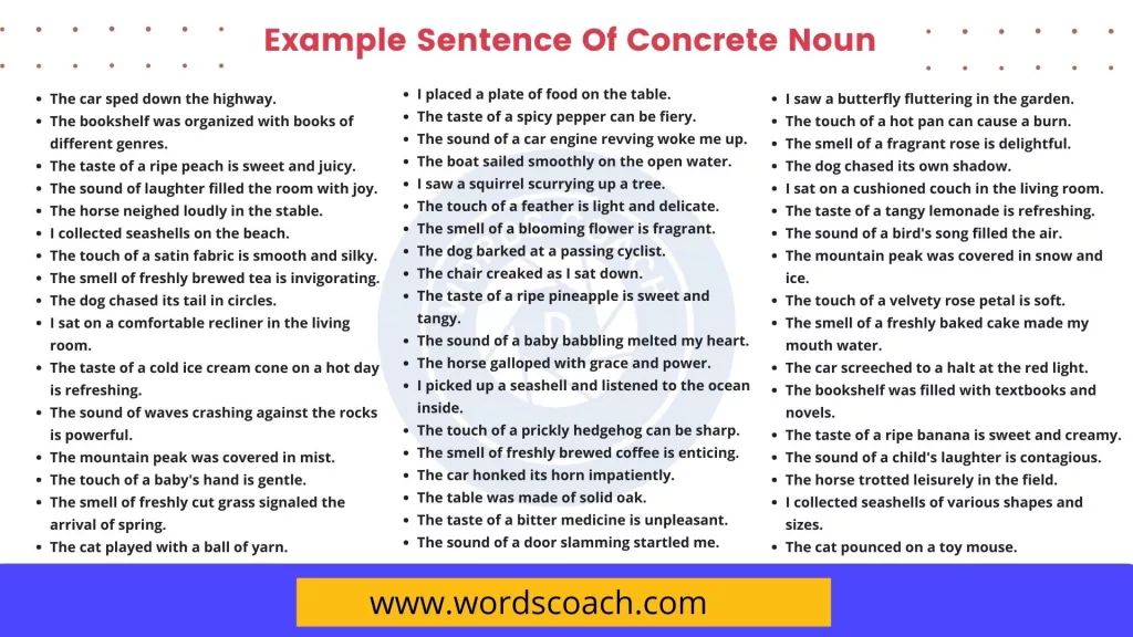Example Sentence Of Concrete Noun - wordscoach.com
