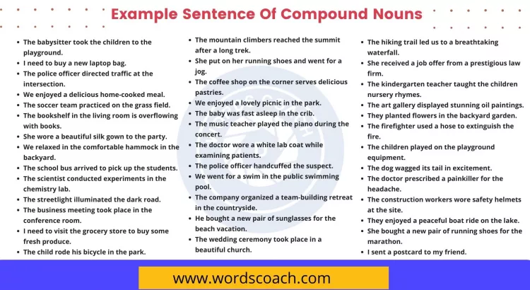 Example Sentence Of Compound Nouns - wordscoach.com