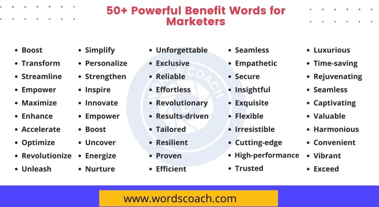 Powerful Benefit Words for Marketers - wordscoach.com
