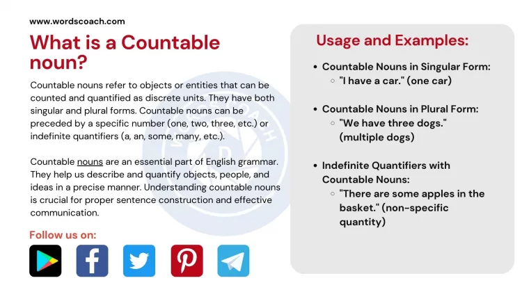 What is a Countable noun? - wordscoach.com