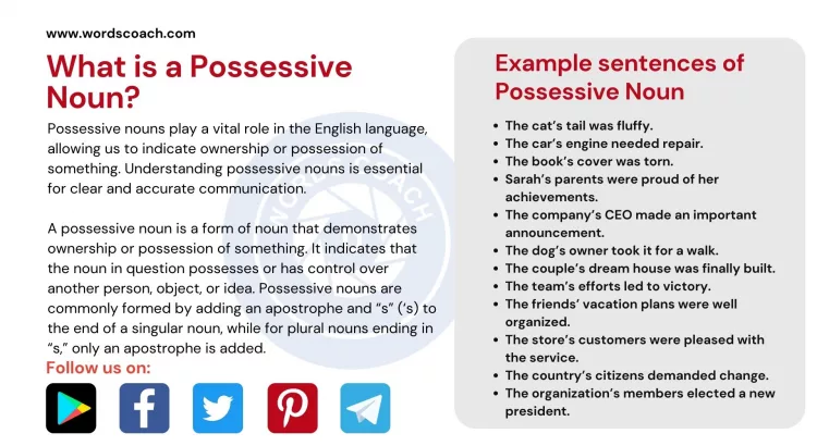 What is a Possessive Noun? - wordscoach.com