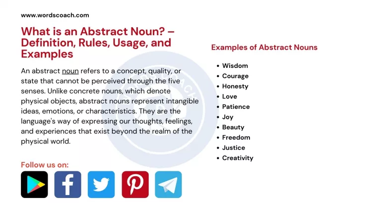 What is an Abstract Noun? - wordscoach.com