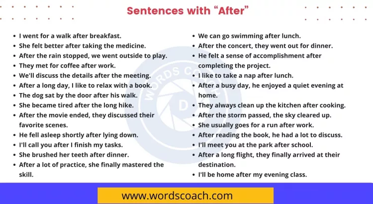Sentences with After - wordscoach.com