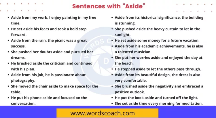 Sentences with Aside - wordscoach.com