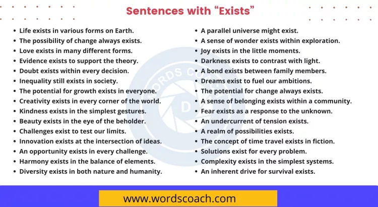 Sentences with Exists - wordscoach.com