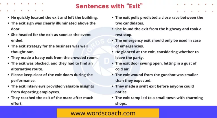 Sentences with Exit - wordscoach.com