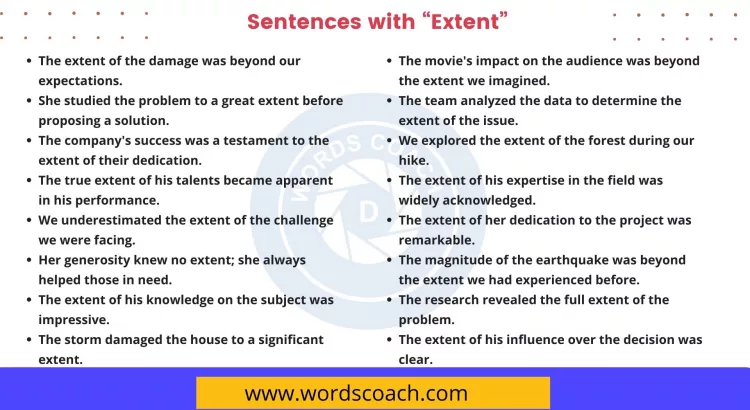 Sentences with Extent - wordscoach.com
