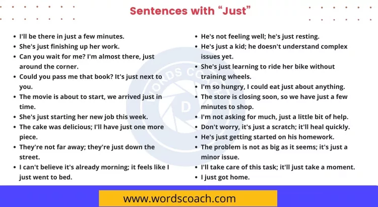 Sentences with Just - wordscoach.com