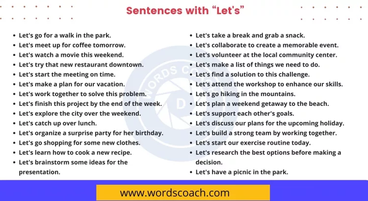 Sentences with Let's - wordscoach.com