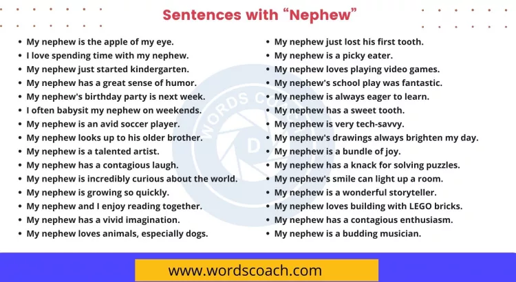 Sentences with Nephew - wordscoach.com