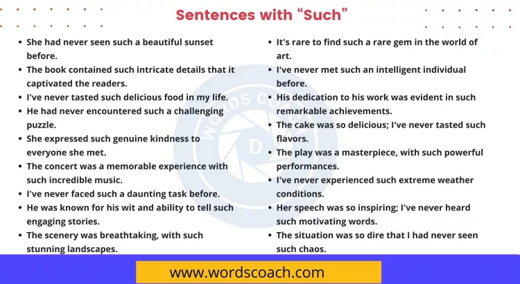 Sentences with Such - wordscoach.com