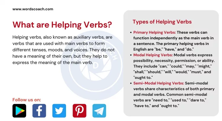 What are Helping Verbs? - wordscoach.com