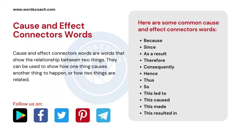 Cause and Effect Connectors Words - wordscoach.com
