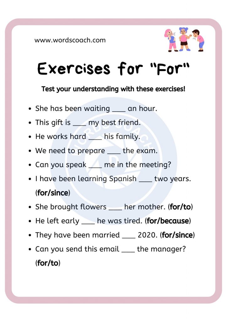 Exercises for For - wordscoach.com