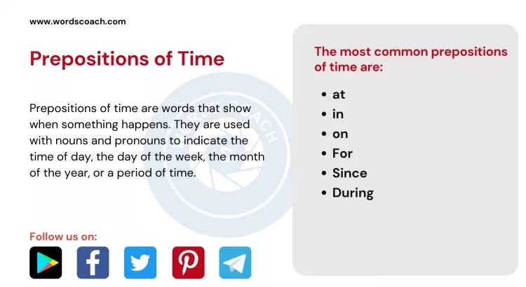 Prepositions of Time - wordscoach.com