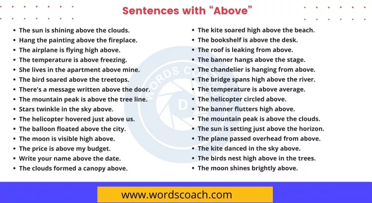 Sentences with Above - wordscoach.com