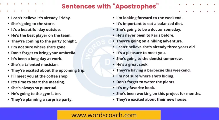 Sentences with Apostrophes - wordscoach.com