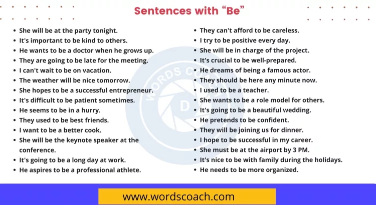 Sentences with Be - wordscoach.com