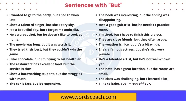 Sentences with But - wordscoach.com