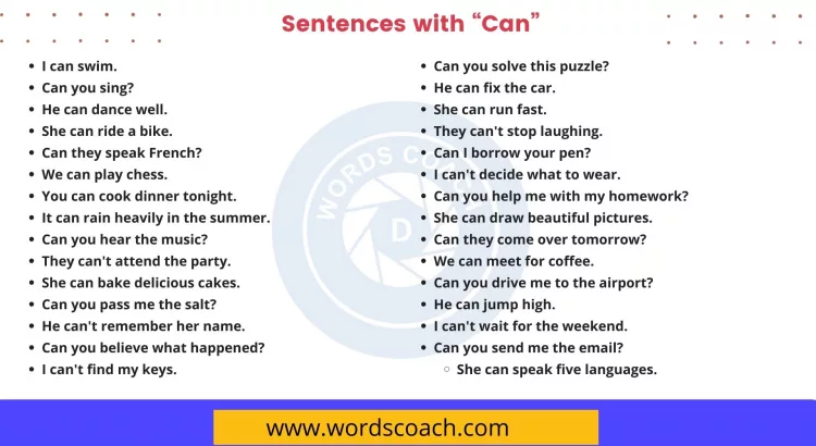Sentences with Can - wordscoach.com