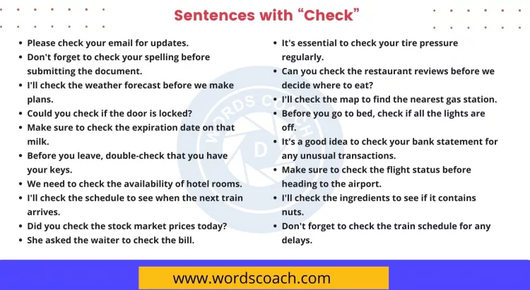 Sentences with Check - wordscoach.com