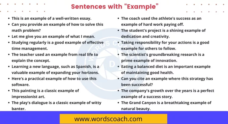 Sentences with Example - wordscoach.com