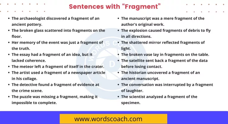 Sentences with Fragment - wordscoach.com