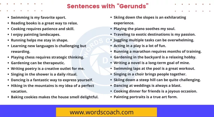 Sentences with Gerunds - wordscoach.com