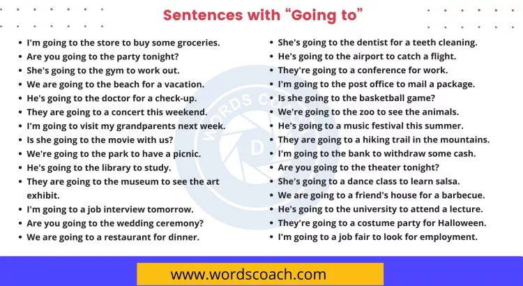 Sentences with Going to - wordscoach.com