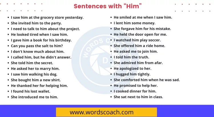 Sentences with Him - wordscoach.com